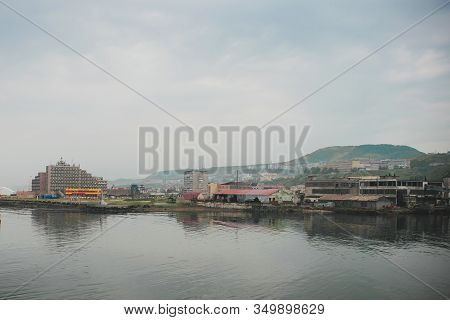 07.2016: Kholmsk, Russia: Panorama Of The City Of Kholmsk Khabarovsk Territory, Russian Far East