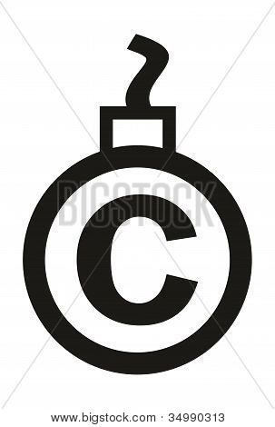 Kula armatnia w kształcie znak Copyright - pojęciowy wektorowej