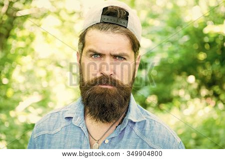 Serious Bearded Man. Mature Hipster With Beard. Male Facial Care. Brutal Man With Beard. Barber. His