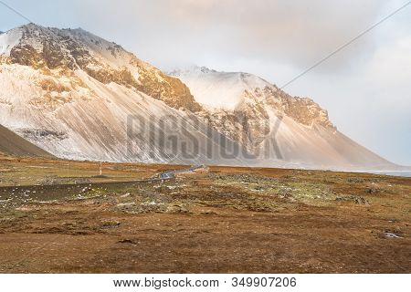 Icelandic Mountain Landscape Of Hvalnesskridur Land Slides In East Iceland