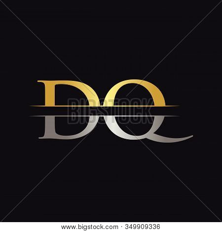 Initial Dq Letter Logo Design Vector With Gold And Silver Color. Dq Logo Design