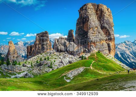 Summer Landscape With Admirable Mountains. Wonderful Hiking Trails And Picturesque High Mountains Wi
