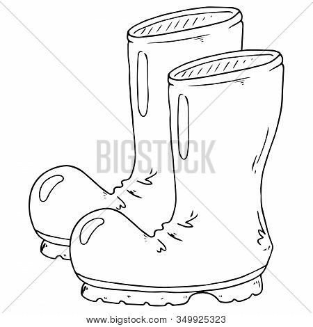 Garden Rubber Boots. Vector Illustration Of Rubber Boots. Spring Rubber Boots For Gardening.