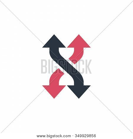 Shuffle Curved Arrows Logo Or Icon. Can Be Used For Mobile Apps And Web Design. Four Directional Arr