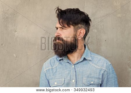 Seriousness Itself. Bearded Man. Mature Hipster With Beard. Male Facial Care. Male Barber Fashion Ca