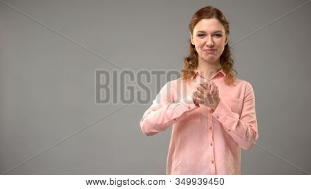 Lady Saying Believe In Sign Language, Showing Words In Asl Lesson, Communication