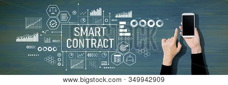 Smart Contract Concept With Person Using A White Smartphone