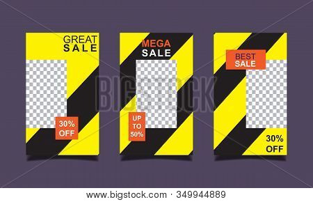 Vector Modern For Mega Sale Banners Design. Discount Banner Promotion Template. Special Offer And Sa