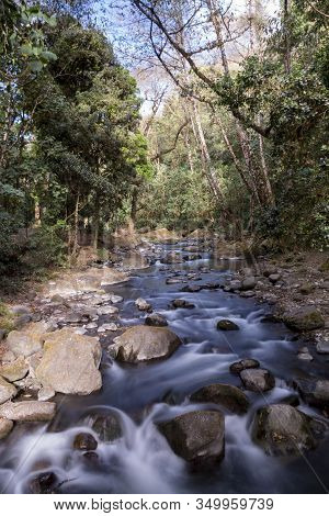 Savegre River, San Gerardo De Dota. Quetzales National Park, Costa Rica. The Cleanest River In Centr