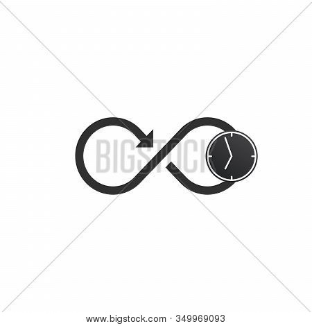 Time Infinity Logo Icon Design With Arrow. Stock Vector Illustration Isolated On White Background.