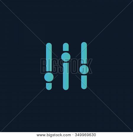 Settings Equalizer Slider Button. Stock Vector Illustration Isolated On Blue Background.