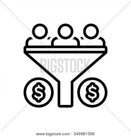 Black Line Icon For Sales-funnel Sales Funnel Bussiness Optimization Process Filter Pipe Conversion 