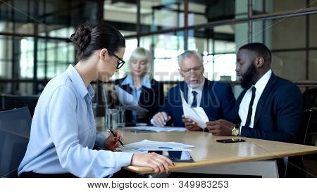 Active Business Atmopshere In Office, Busy Company Managers Working Together