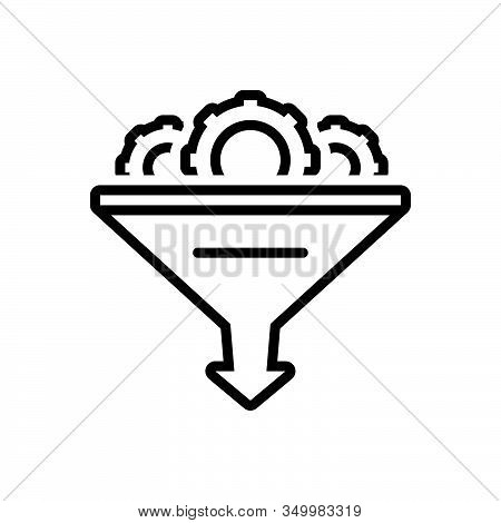 Black Line Icon For Funnel Gear Optimization Filtering Filtration Bottleneck Tool Management