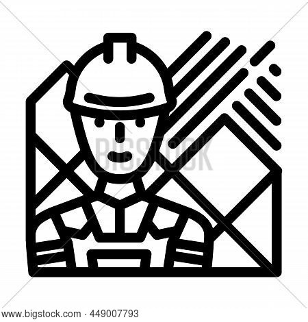 Tiler Handyman Line Icon Vector. Tiler Handyman Sign. Isolated Contour Symbol Black Illustration