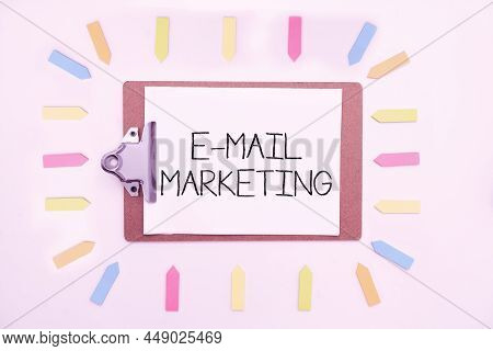 Text Caption Presenting Email Marketing. Business Approach Sending A Commercial Message To A Group O