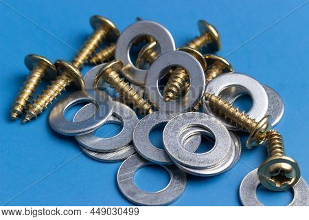 Close Up Shot Of Screws And Washers