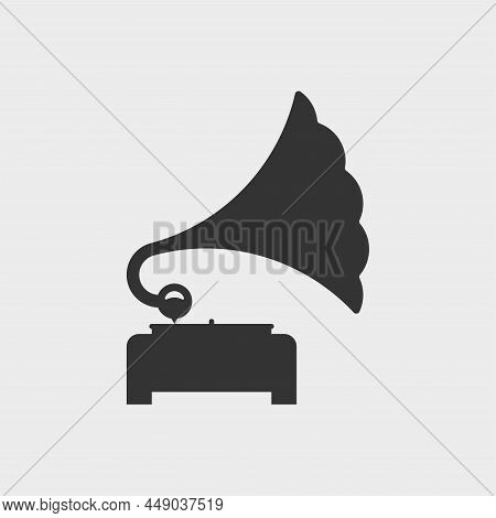 Gramophone. Monochrome Vector Icon Or Pictogram Or Sign