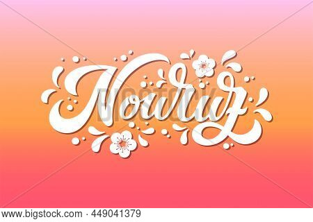 Nowruz Holiday Vector Design Elements. Novruz Persian New Year Composition. Handwritten Lettering. V