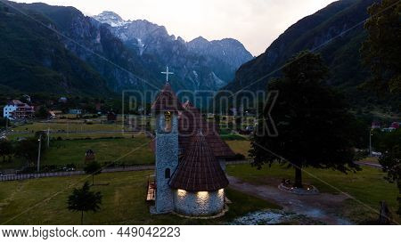 Beautiful View Of The Small And Historic Village Of Theth With Church And The Surrounding Mountains 