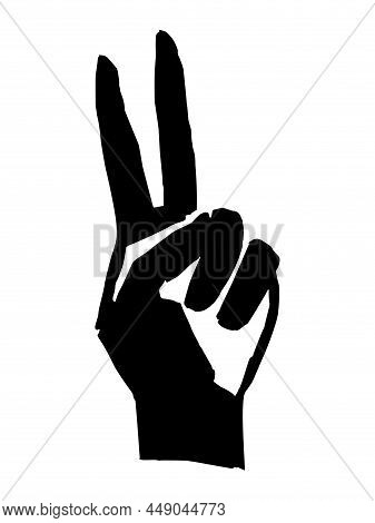 Stylization Of A Male Hand With Two Fingers Up, The Sign 