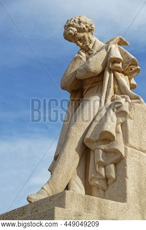 Grenoble, France, February 3, 2022 : Musician Hector Berlioz Statue In Victor-hugo Square.