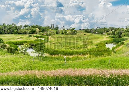 View Of Trossachs United Church From Behind With A Stream And Meadow In The Foreground In The Ghost 