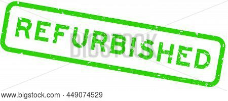 Grunge Green Refurbished Word Square Rubber Seal Stamp On White Background