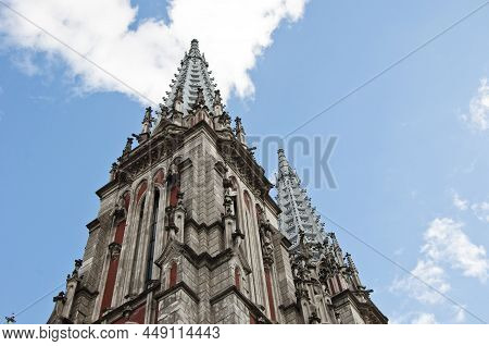Gothic Cathedral Or Church. Building And Architecture. Duomo Neo-gothic Style. Milan