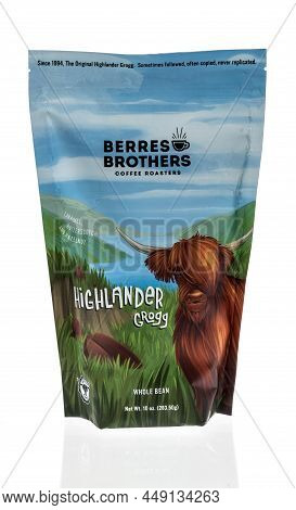 Winneconne, Wi -13 February 2021: A Package Of Berres Brothers Coffee Roasters Highlander Grogg Coff