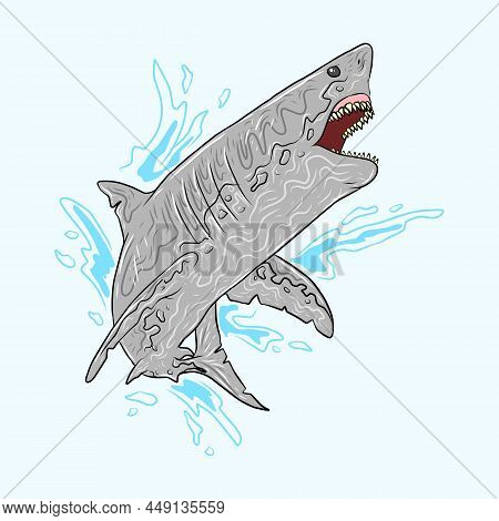 White Shark. Saltwater Fish. Eater Shark. Carcharodon. Big Aggressive Shark. Fish A Shark A Side Vie