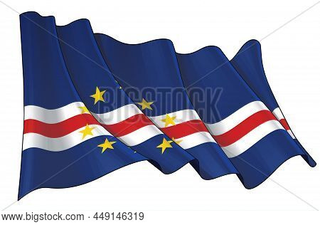 Vector Illustration Of A Waving Flag Of Capo Verde. All Elements Neatly On Well-defined Layers And G