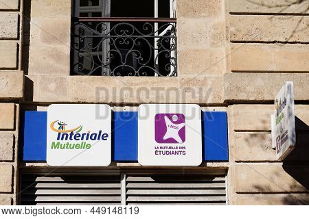 Bordeaux , Aquitaine  France - 02 02 2022 : Interiale Mutuelle Logo Sign And Text Brand Front Of Off