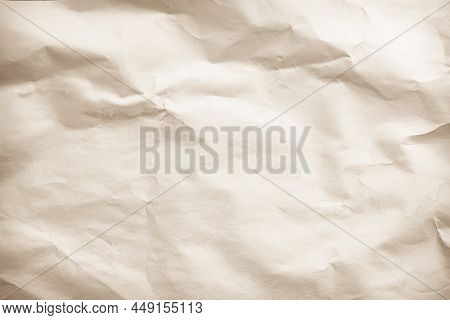 Brown Recycled Kraft Paper Crumpled Vintage Texture Background For Letter. Abstract Parchment Old Re