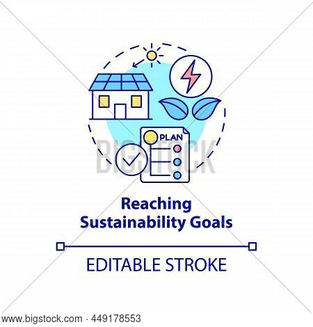 Reaching Sustainability Goals Concept Icon. Clean Energy Usage. Pros Of Ppa Abstract Idea Thin Line 