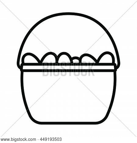 Easter Basket With Eggs Icon. Bold Outline Design With Editable Stroke Width. Vector Illustration.