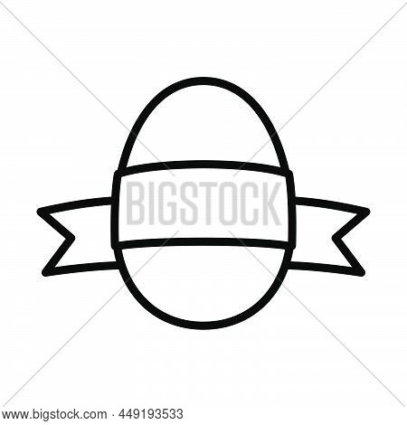 Easter Egg With Ribbon Icon. Bold Outline Design With Editable Stroke Width. Vector Illustration.