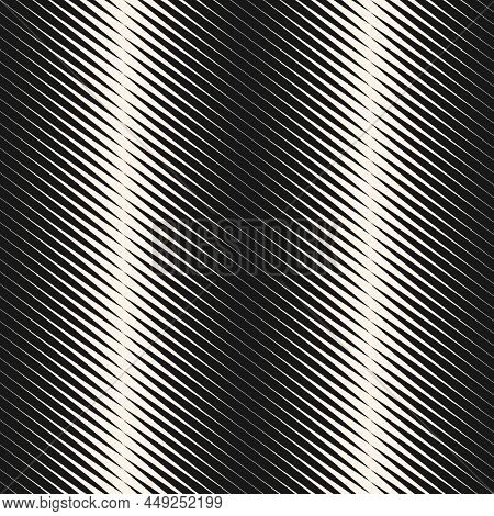 Halftone Vector Seamless Pattern. Abstract Geometric Diagonal Lines Half-tone Background. Black And 