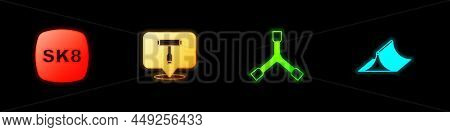 Set Skateboard, T Tool, Y-tool And Park Icon. Vector