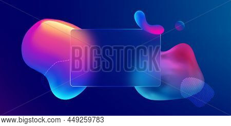 Glass Morphism Credit Card Template. Plastic Rectangle Of Transparent Plastic With Blur Effect. Liqu