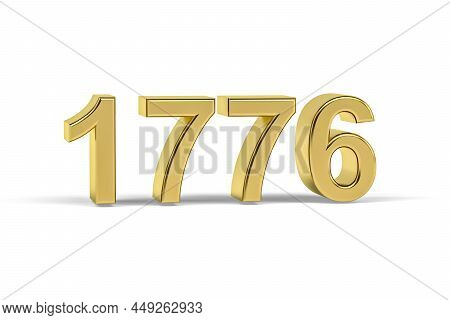 Golden 3d Number 1776 - Year 1776 Isolated On White Background - 3d Render