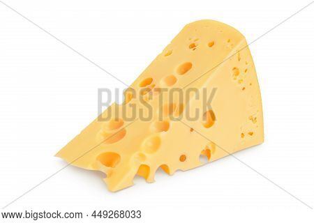 Piece Of Cheese Isolated On White Background With Clipping Path And Full Depth Of Field