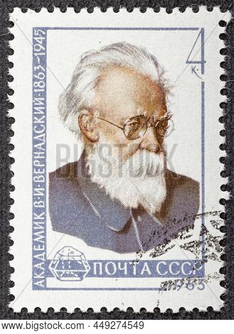 Russia - Circa 1963: A Stamp Printed In Russia Shows Vladimir Ivanovich Vernadsky 1863-1945 .