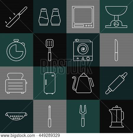 Set Line French Press, Rolling Pin, Knife, Electronic Scales, Spatula, Kitchen Timer, Frying Pan And