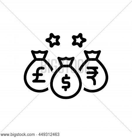 Black Line Icon For Currency Money Cash Bag Money-bag Investment Wealth Riches Piles Mammon