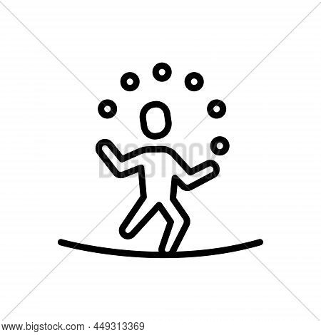 Black Line Icon For Trained Performing Prepared Juggling Multitasking Fun Task Skilled Proficient Do