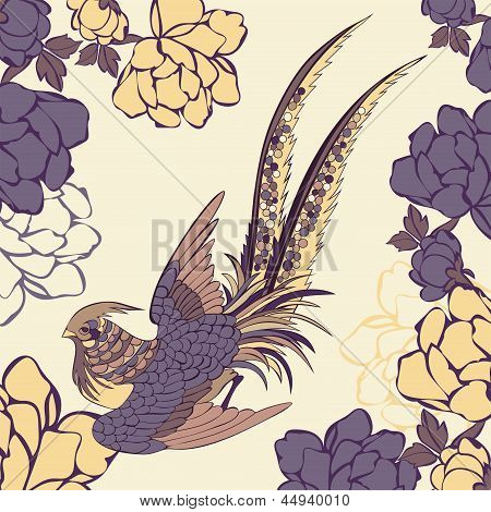 Illustrazione vettoriale di un uccello In un giardino