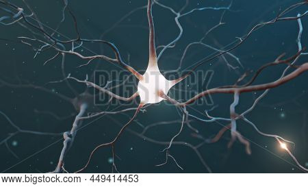 Neuron Signal Transfer From Low To High Activity 3d Rendered