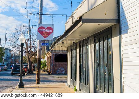 New Orleans, La - February 15: Kindred All Vegan Restaurant On Maple Street On February 15, 2022 In 