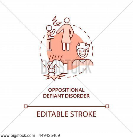 Oppositional Defiant Disorder Terracotta Concept Icon. Disruptive Behavior In Child Abstract Idea Th